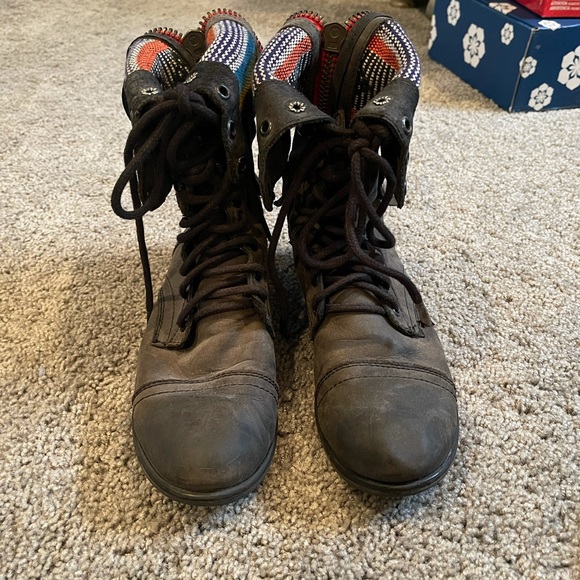 Dark Gray Steve Madden Combat Boots - Picture 4 of 7